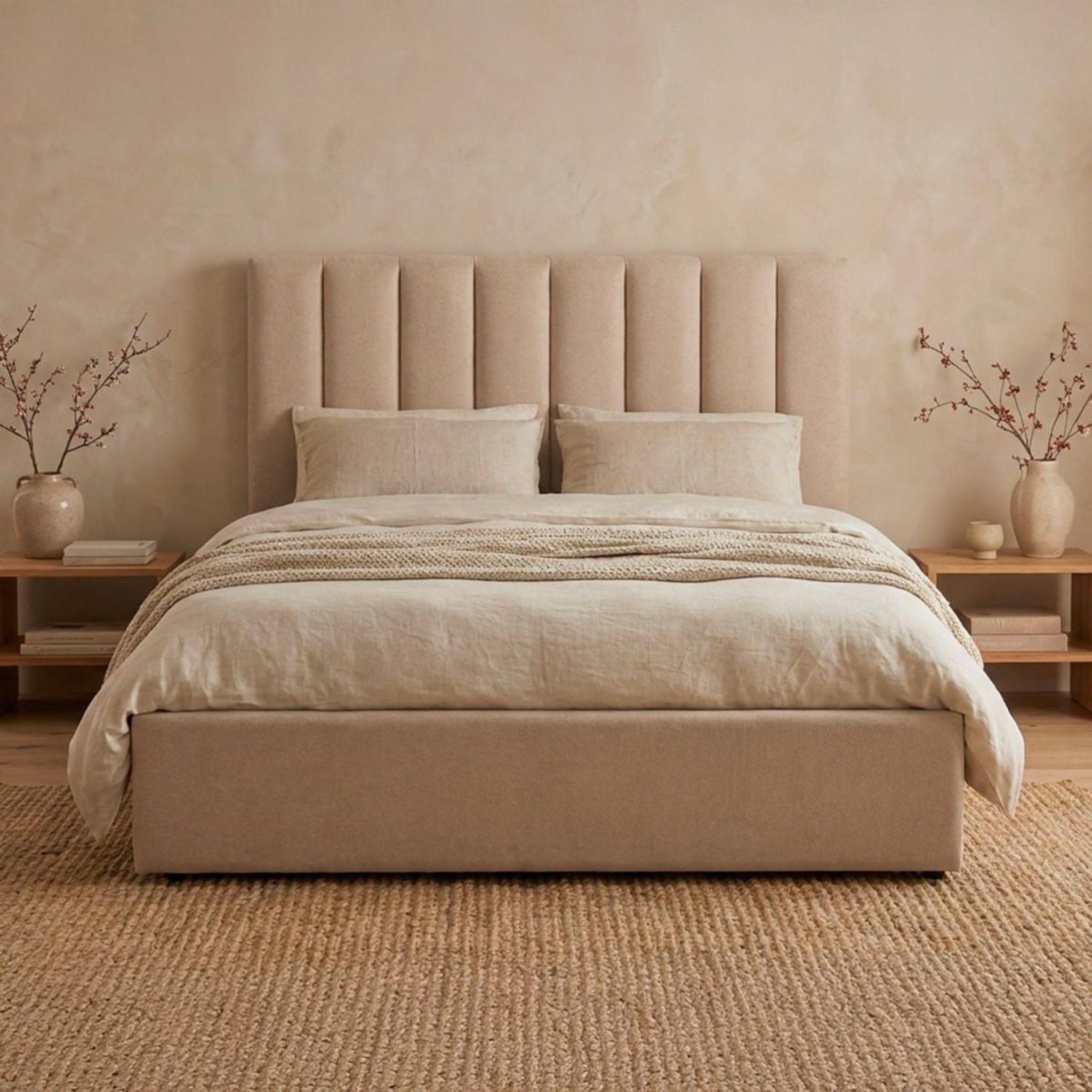 Voir la diapositive 4 : Paris Prix Lit coffre design en tissu  songa  160x200cm beige