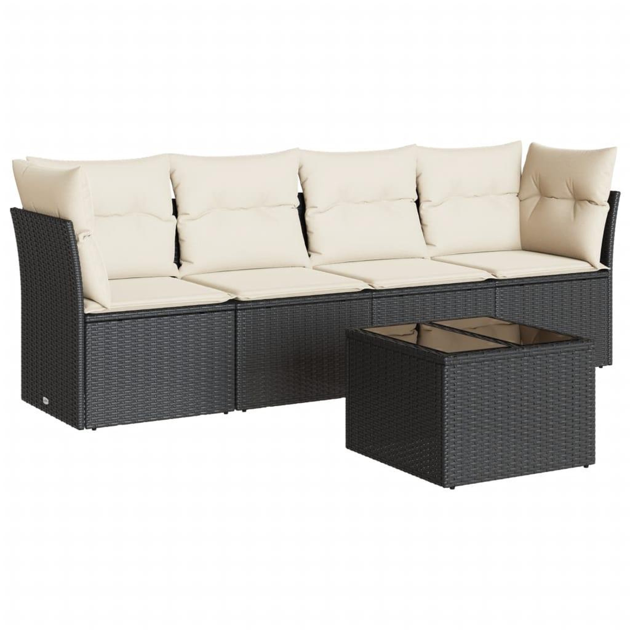 Voir la diapositive 2 : VIDAXL Salon de jardin 5 pcs avec coussins noir resine tressee