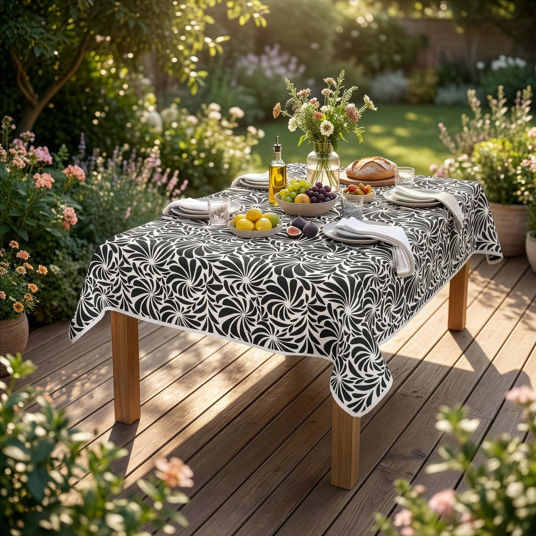 Voir la diapositive 2 : SOLEIL D'OCRE Nappe imprimée anti-tâches HARMONIA, par Soleil d'Ocre