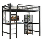 MERAX Lit mezzanine 90x200cm coloris noir métal et mdf