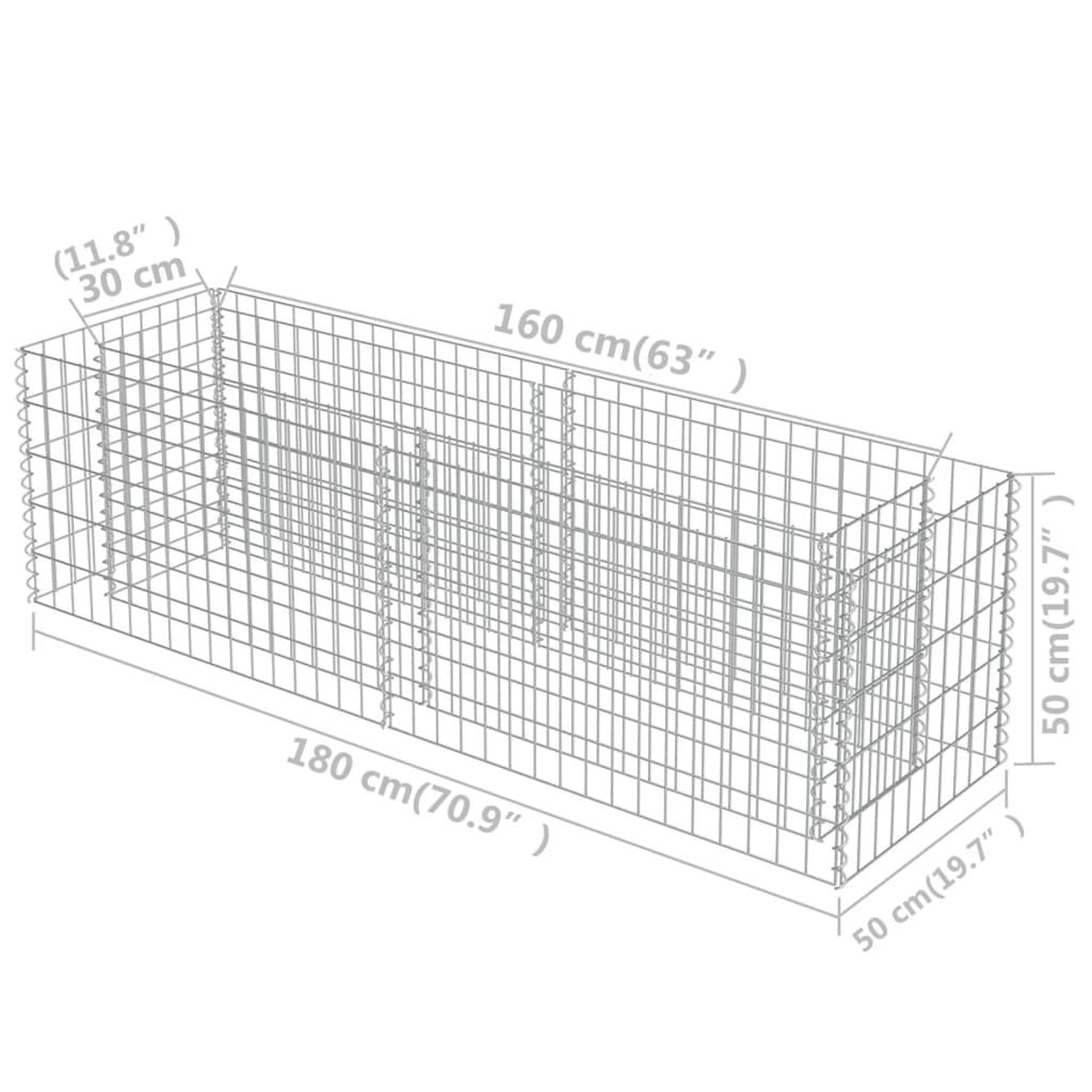 Voir la diapositive 6 : VIDAXL Lit sureleve a gabion Acier galvanise 180x50x50 cm