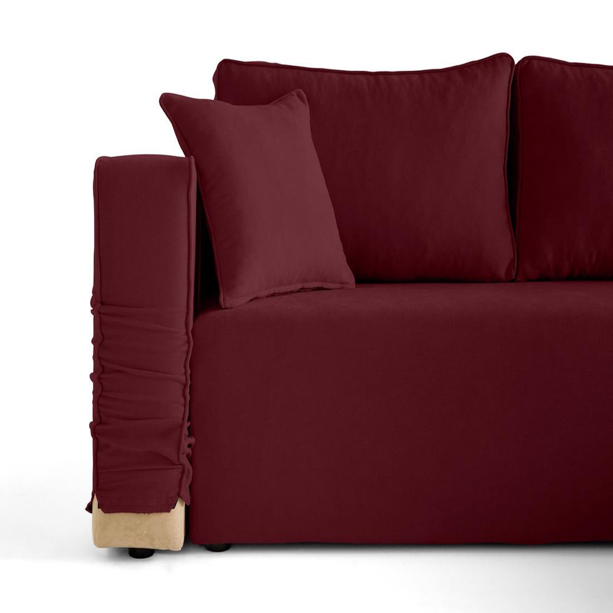 Voir la diapositive 2 : BEST MOBILIER Topaze - canapé d'angle déhoussable réversible 4 places en tissu