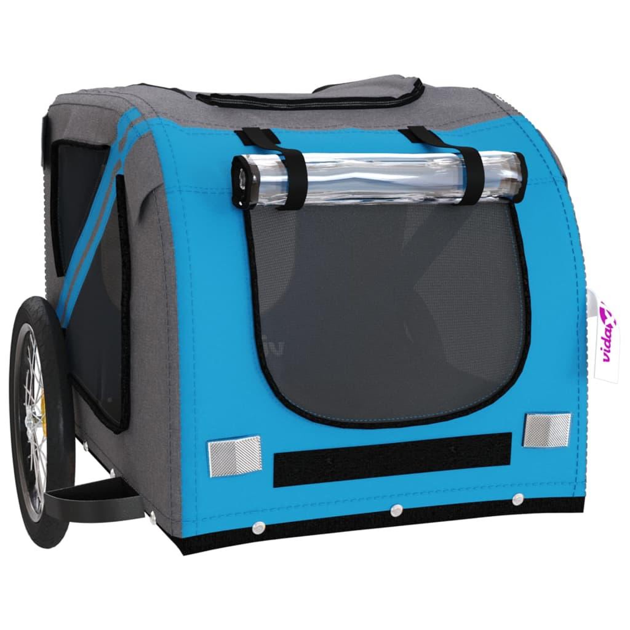 Voir la diapositive 5 : VIDAXL Remorque de velo pour animaux de compagnie bleu et gris