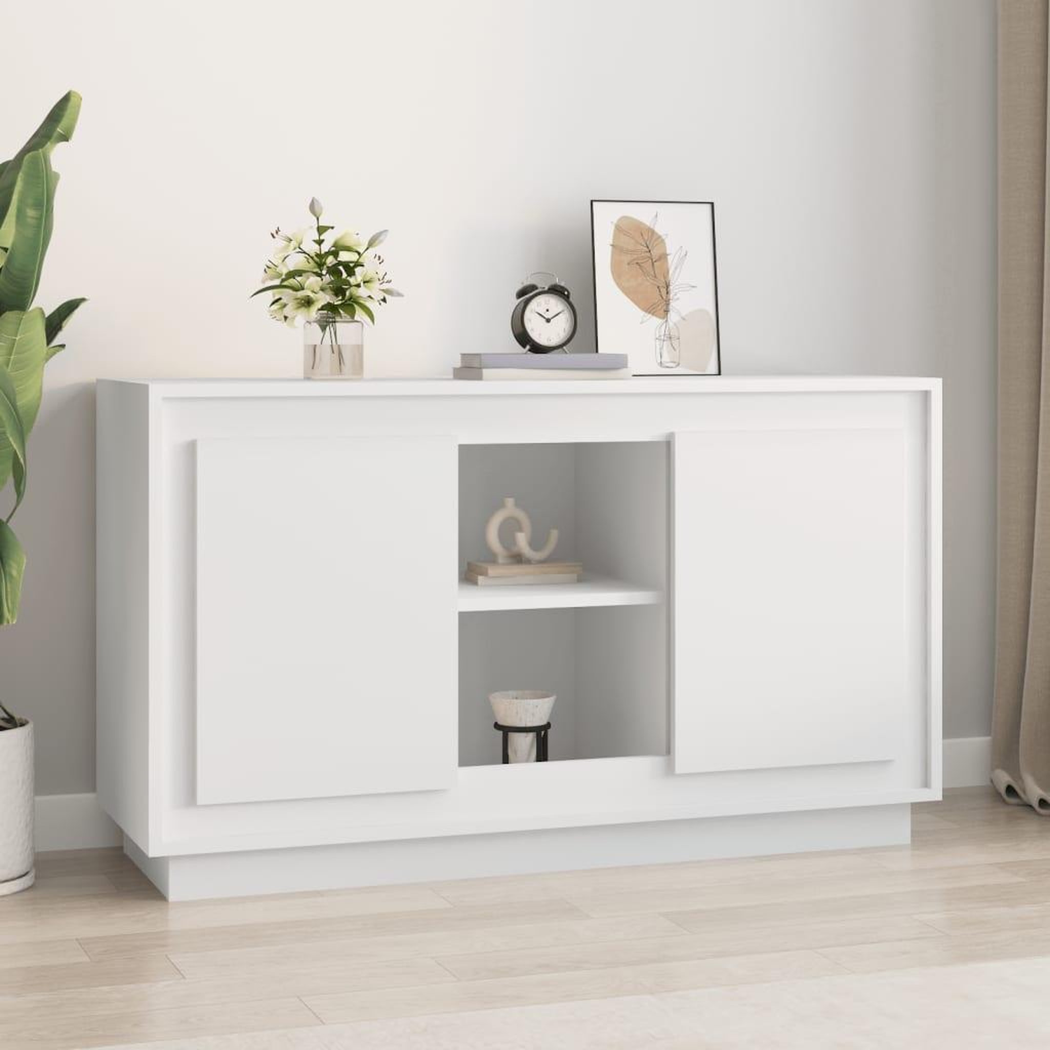 Voir la diapositive 1 : VIDAXL Buffet blanc 102x35x60 cm bois d'ingenierie