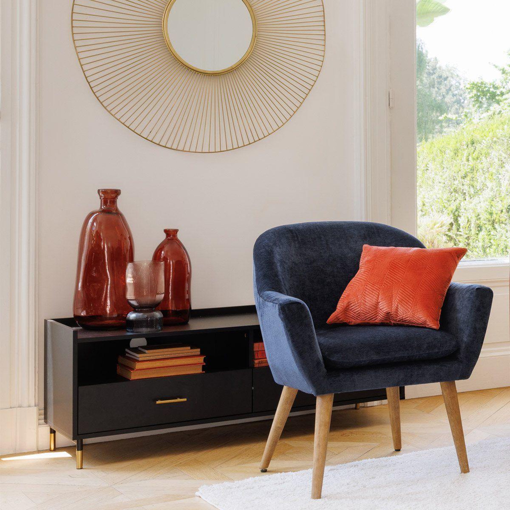 Voir la diapositive 2 : ATMOSPHERA Vase bouteille en verre  uly  51cm ambre