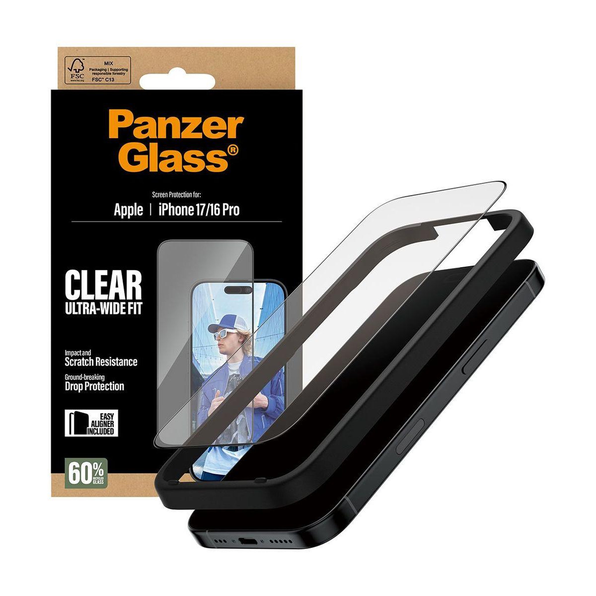 Voir la diapositive 5 : PANZERGLASS Protège écran iphone 17 / 16 pro verre trempé
