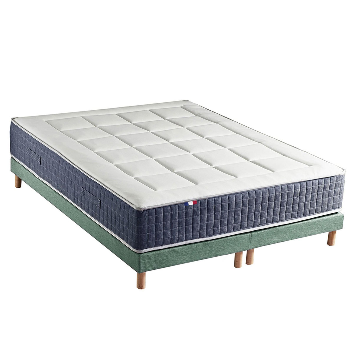 IDLITERIE Ensemble Matelas Ressort 7 zones + Mémoire de forme + Sommier KING STYLE Fabriqué en France