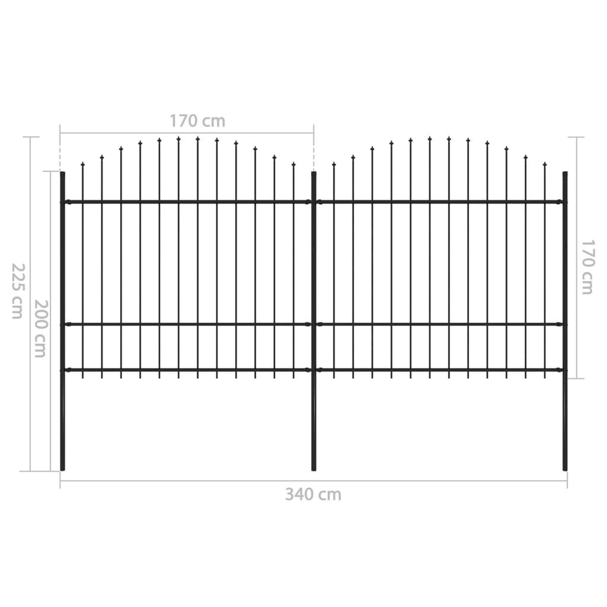 Voir la diapositive 6 : VIDAXL Cloture de jardin a dessus en lance Acier (1,5-1,75)x3,4 m Noir