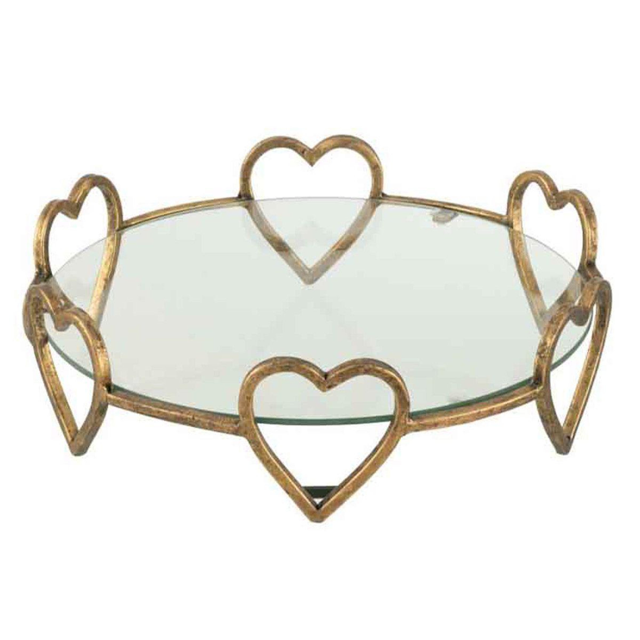 J-LINE Plateau de Présentation  6 Cœurs  36cm Or