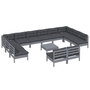 Voir la diapositive 3 : VIDAXL Salon de jardin 13 pcs avec coussins Gris Bois de pin solide