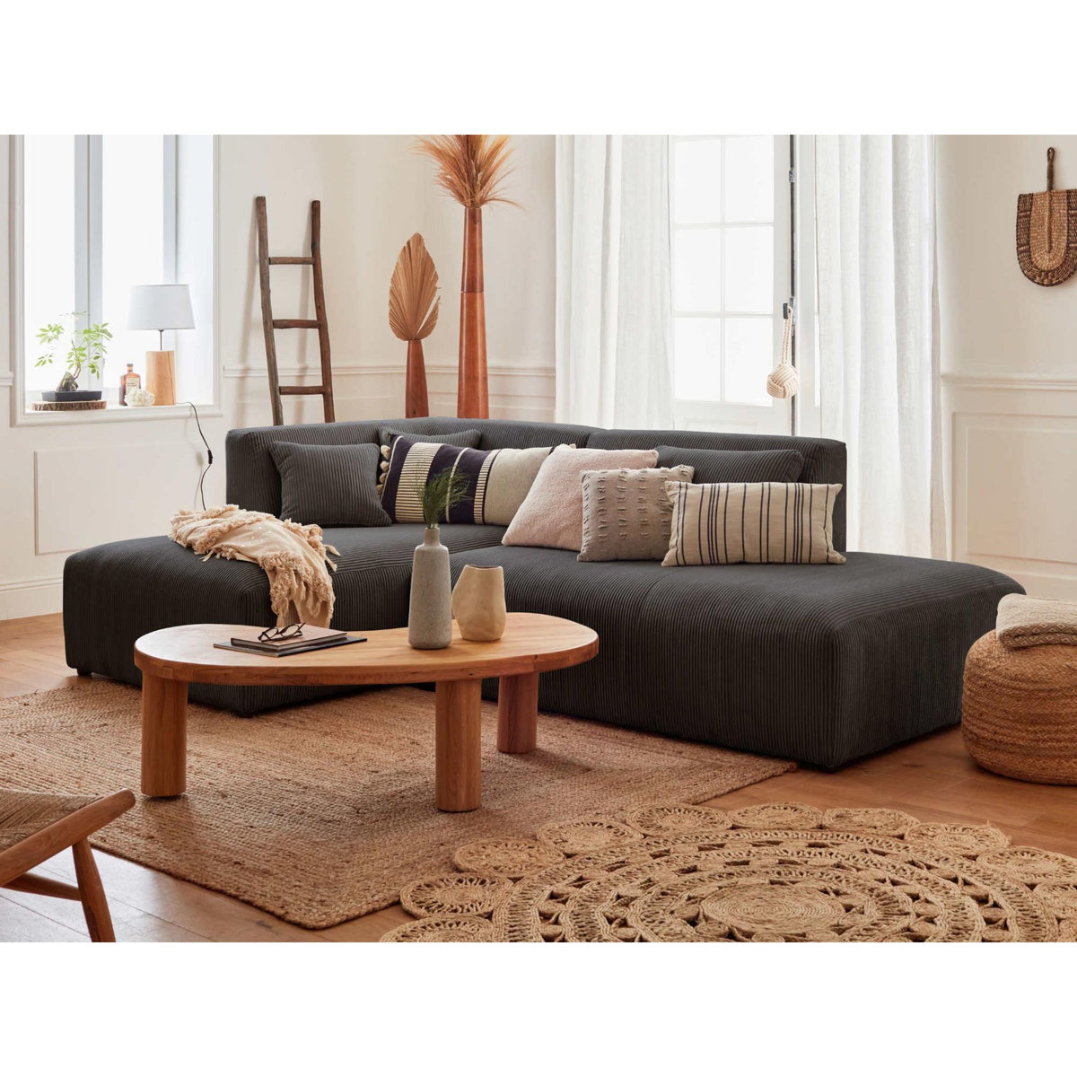 LISA DESIGN Victoire - canapé modulable d'angle gauche - 4 places - en velours côtelé