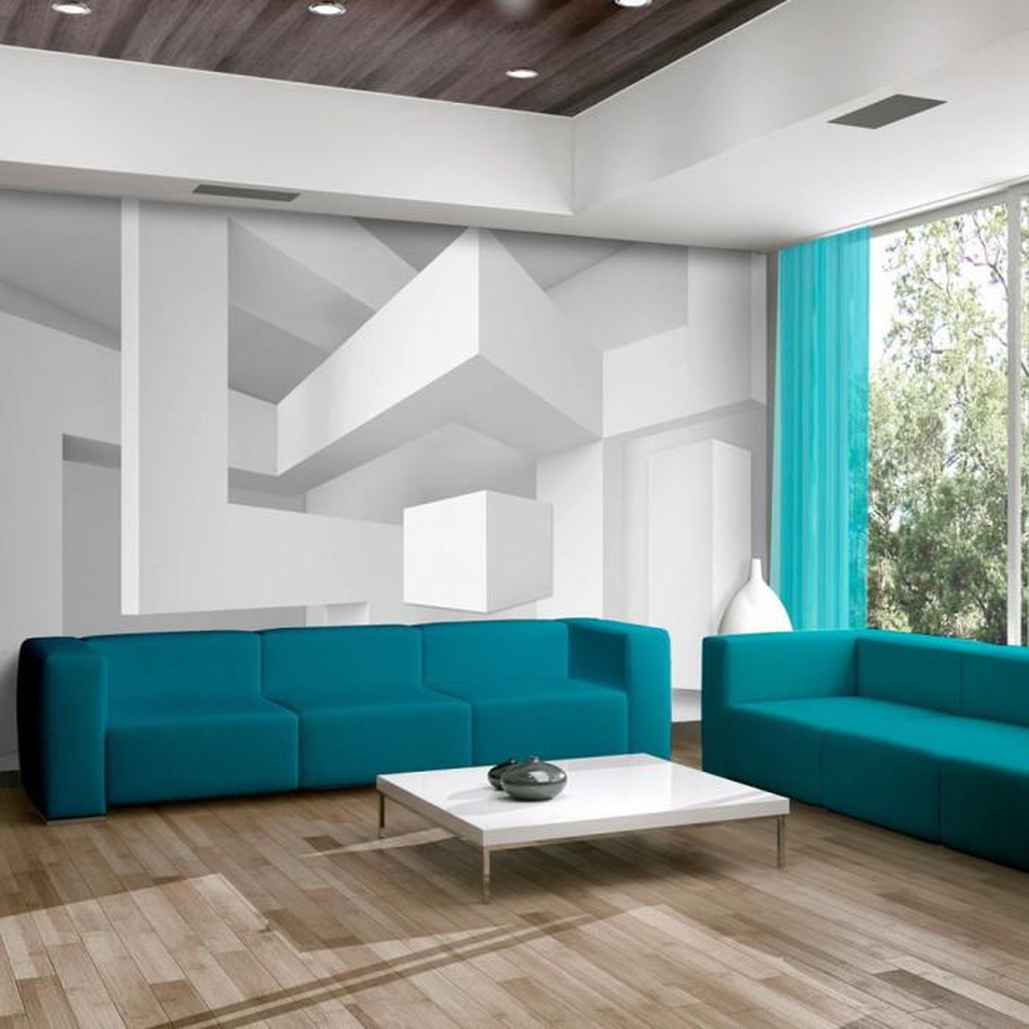 Paris Prix Papier Peint  White Geometry. Coloris disponibles : Multicolore