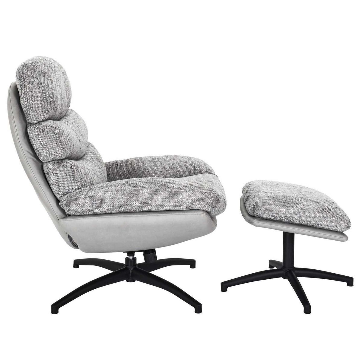 The Home Deco Factory Fauteuil relax Horten avec repose pieds - Gris