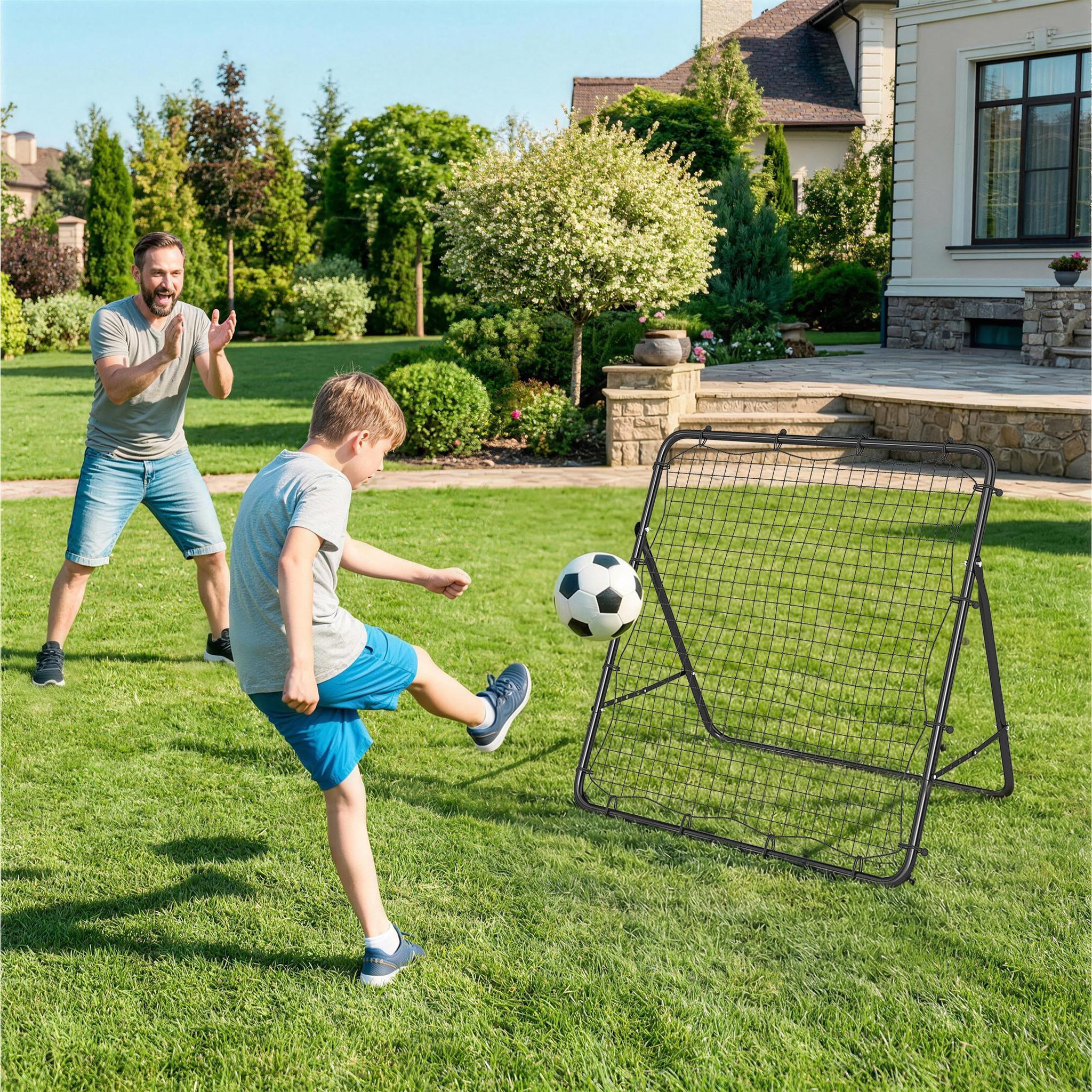Voir la diapositive 6 : HOMCOM Filet de rebond football pliable réglable 5 angles - acier - 120x73x112cm - noir