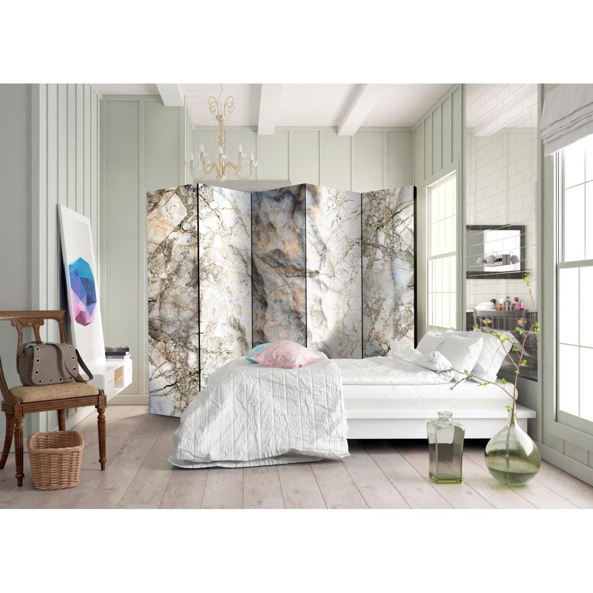 Voir la diapositive 2 : Paris Prix Paravent 5 volets  marble mystery  172x225cm