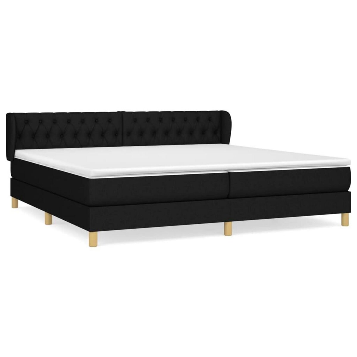 VIDAXL Sommier a lattes de lit avec matelas Noir 200x200 cm Tissu
