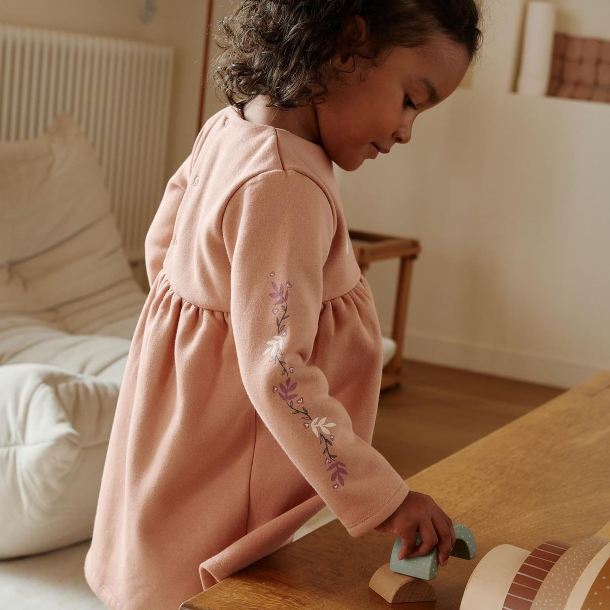 Petit Béguin Robe enfant en molleton Matcha