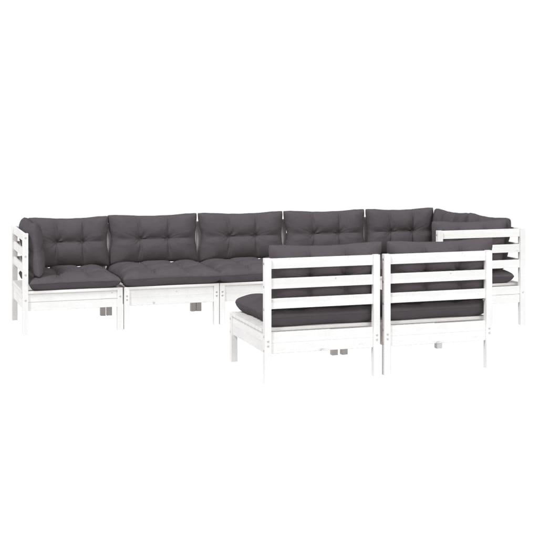 Voir la diapositive 3 : VIDAXL Salon de jardin 8 pcs avec coussins blanc bois de pin massif