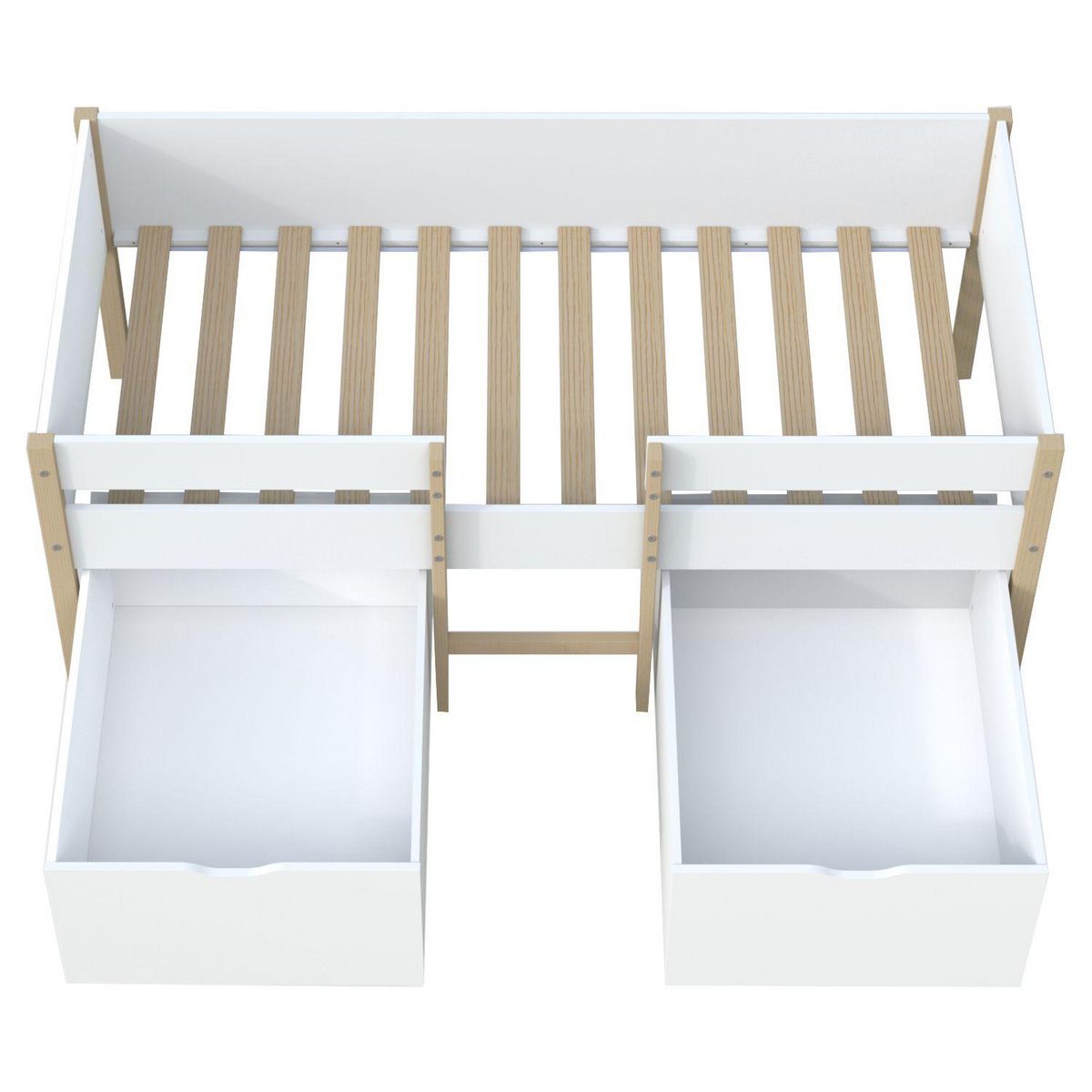 Ensemble Lit enfant mi hauteur 90X190cm avec échelle et 2 tiroirs + sommier ZEPHIR + matelas 90 x190 cm DIONE