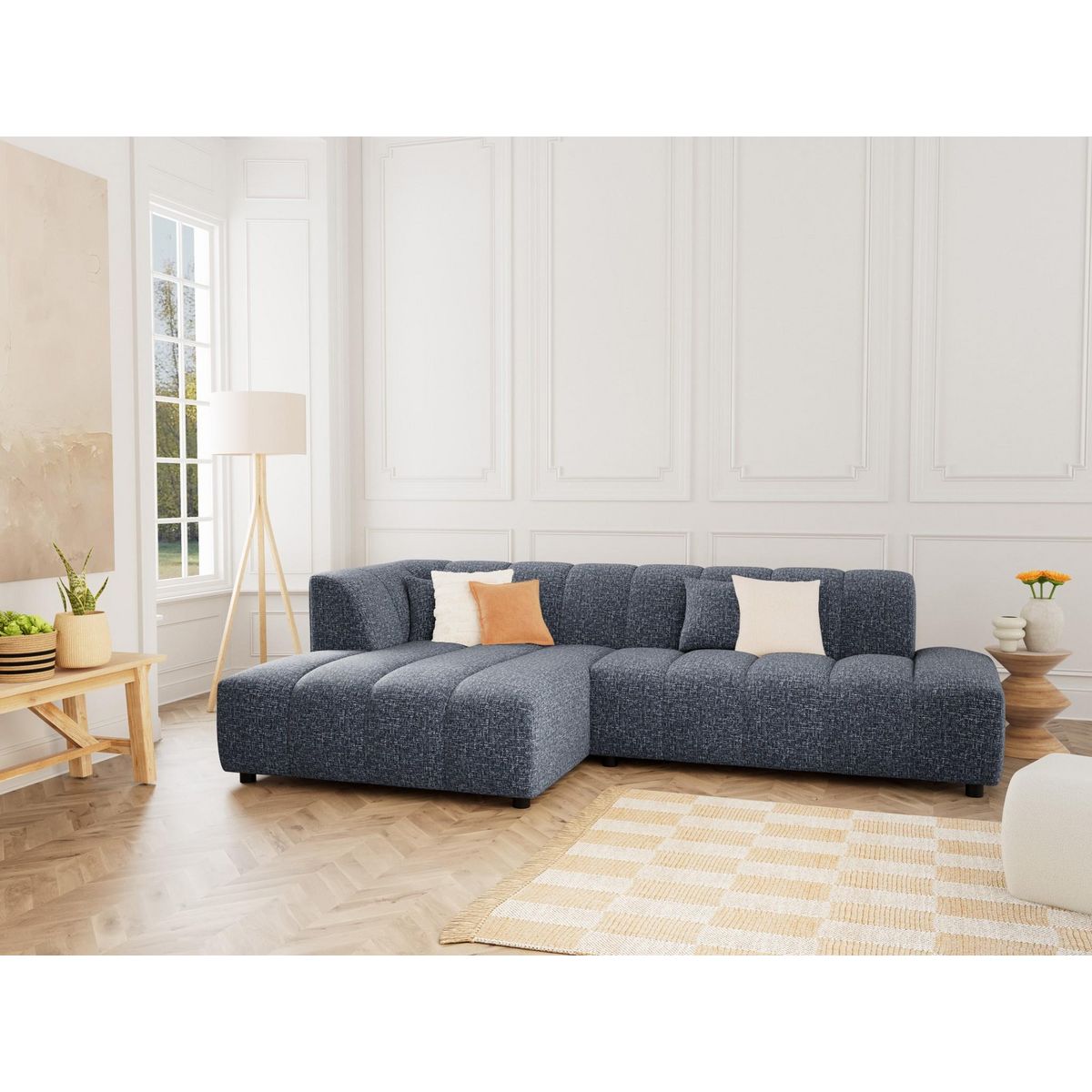 LISA DESIGN Curtis - canapé d'angle gauche 4 places en tissu texturé