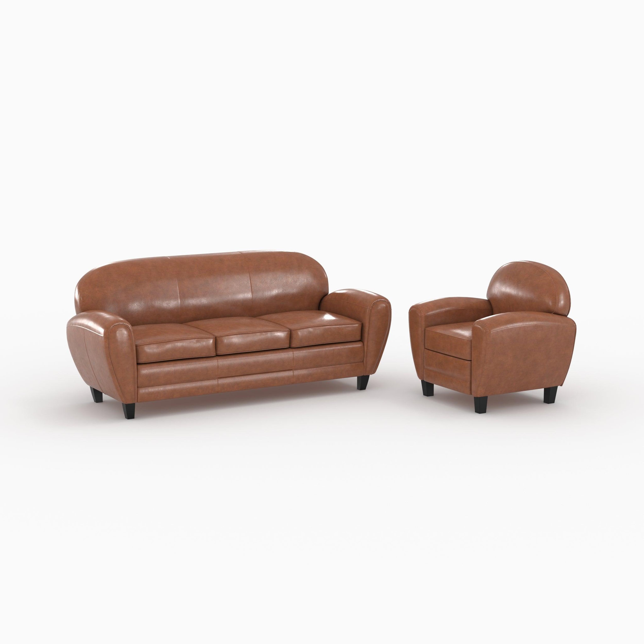 MAISON PAVANE Ensemble canapé et fauteuil camel 4 places-Club