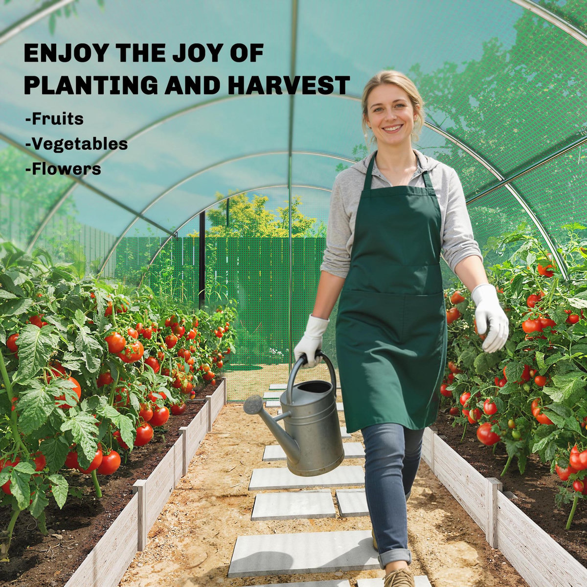 OUTSUNNY Serre tunnel de jardin - 12 m² - bâche PE 140 g/m² - 2 portes et 8 fenêtres - 295x400x200cm - bâche PE 140 g/m² - vert