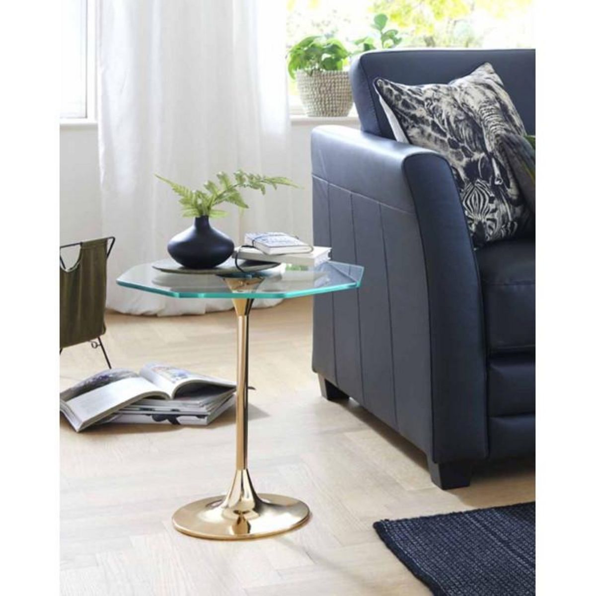 Paris Prix Table d'Appoint Design en Verre  Lya  47cm Or