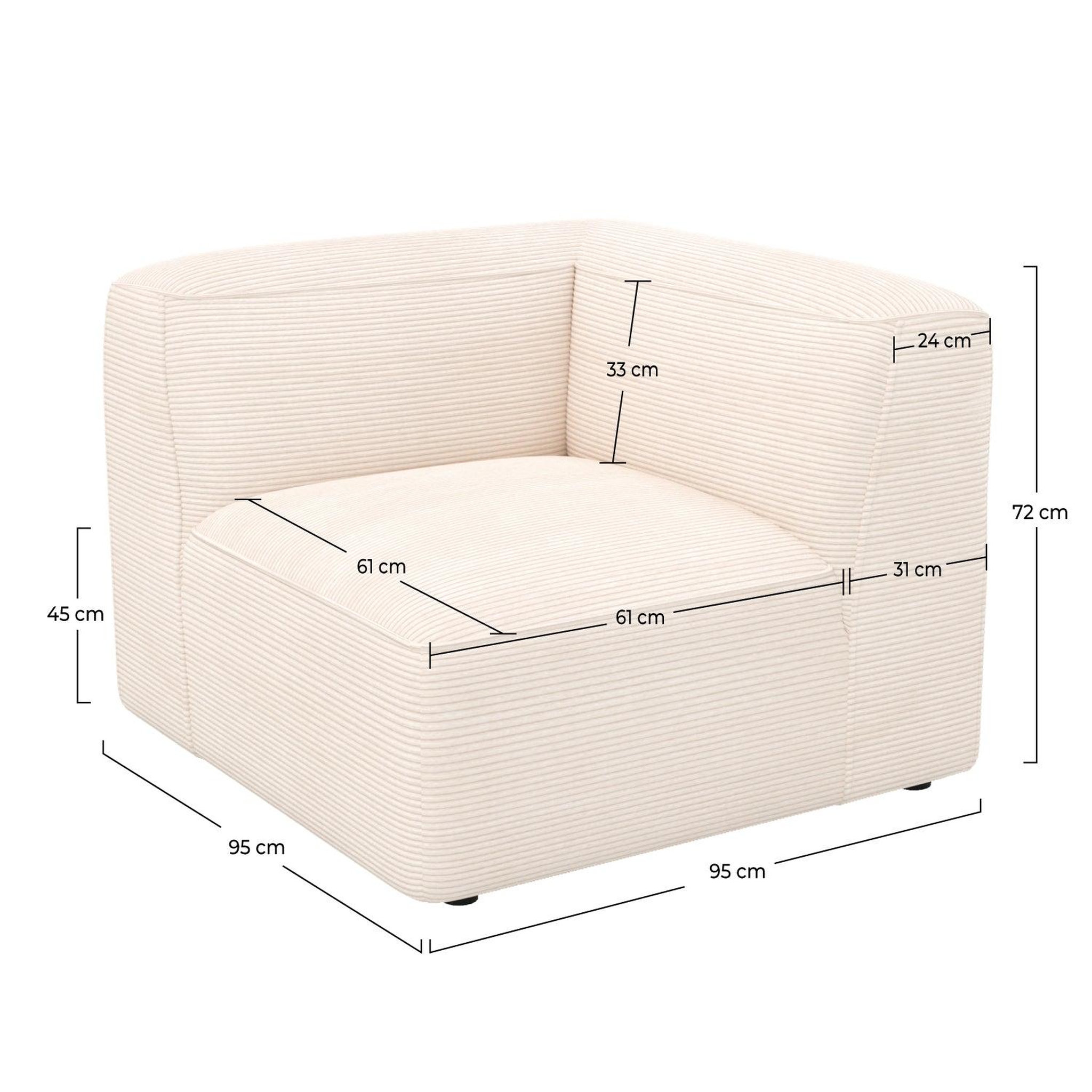 Voir la diapositive 4 : MAISON PAVANE Angle droit pour canapé modulable en velours blanc cassé-mina