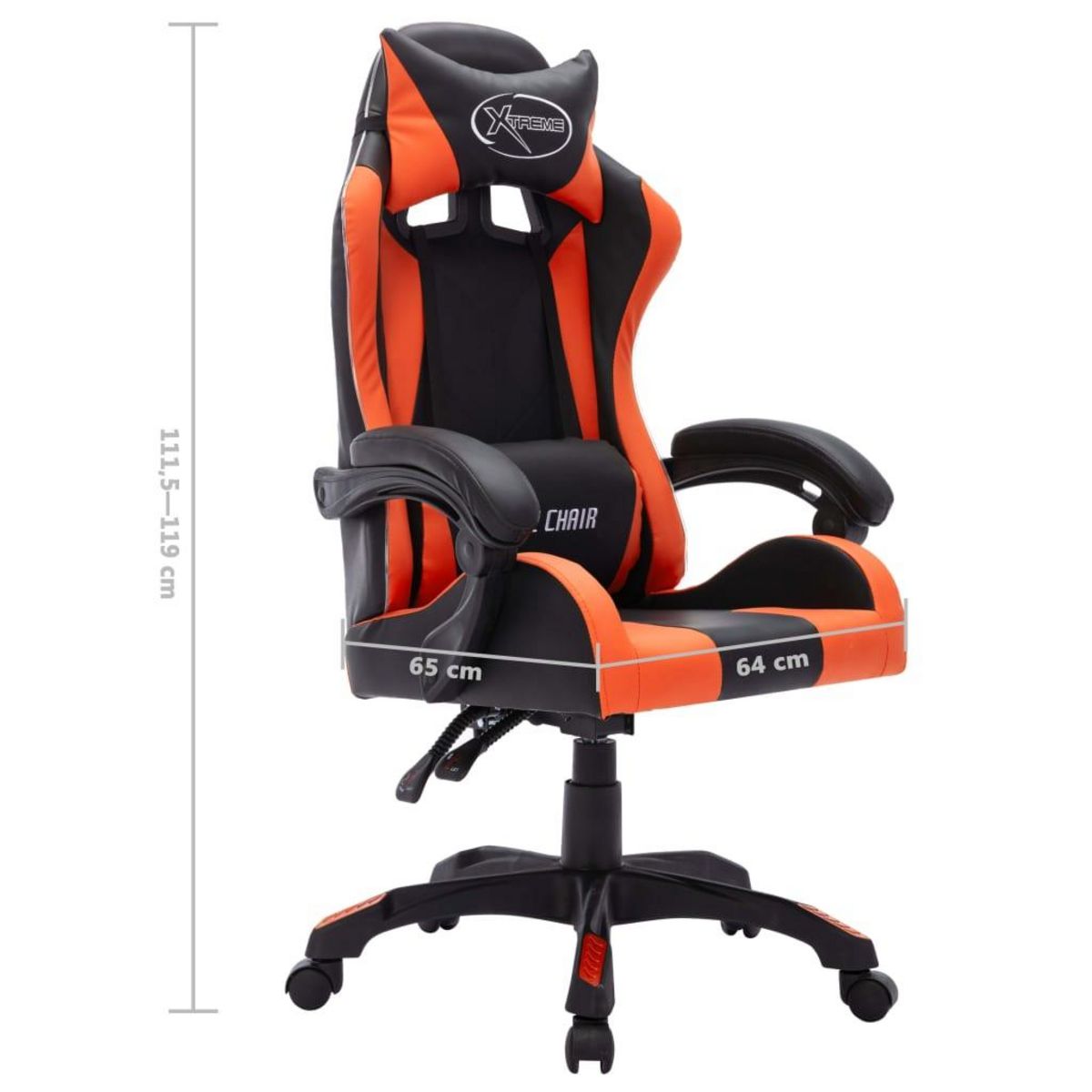 VIDAXL Fauteuil de jeux video avec LED RVB Orange et noir Similicuir