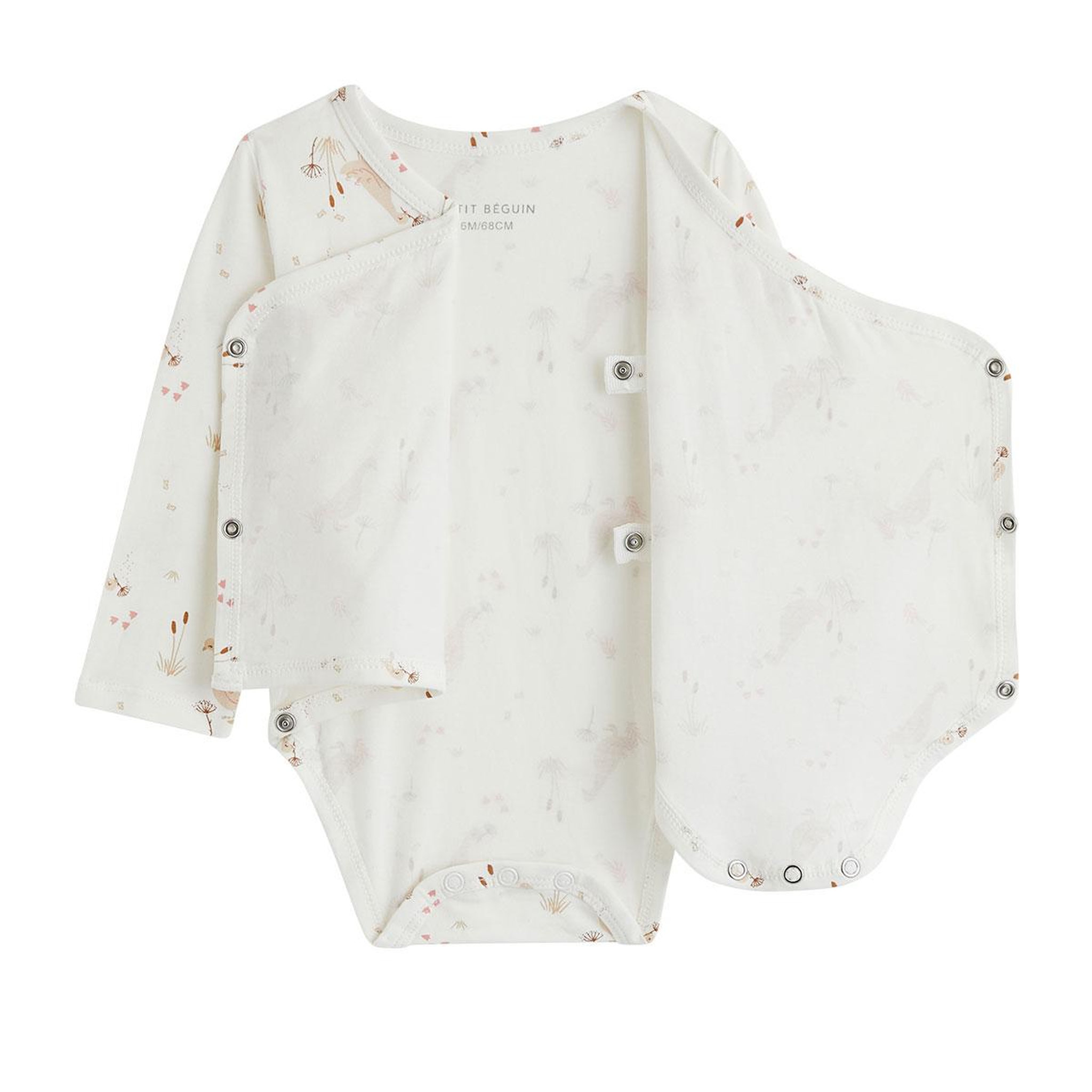 Voir la diapositive 2 : PETIT BEGUIN Lot de 3 bodies bébé manches longues ouverture croisée Margot