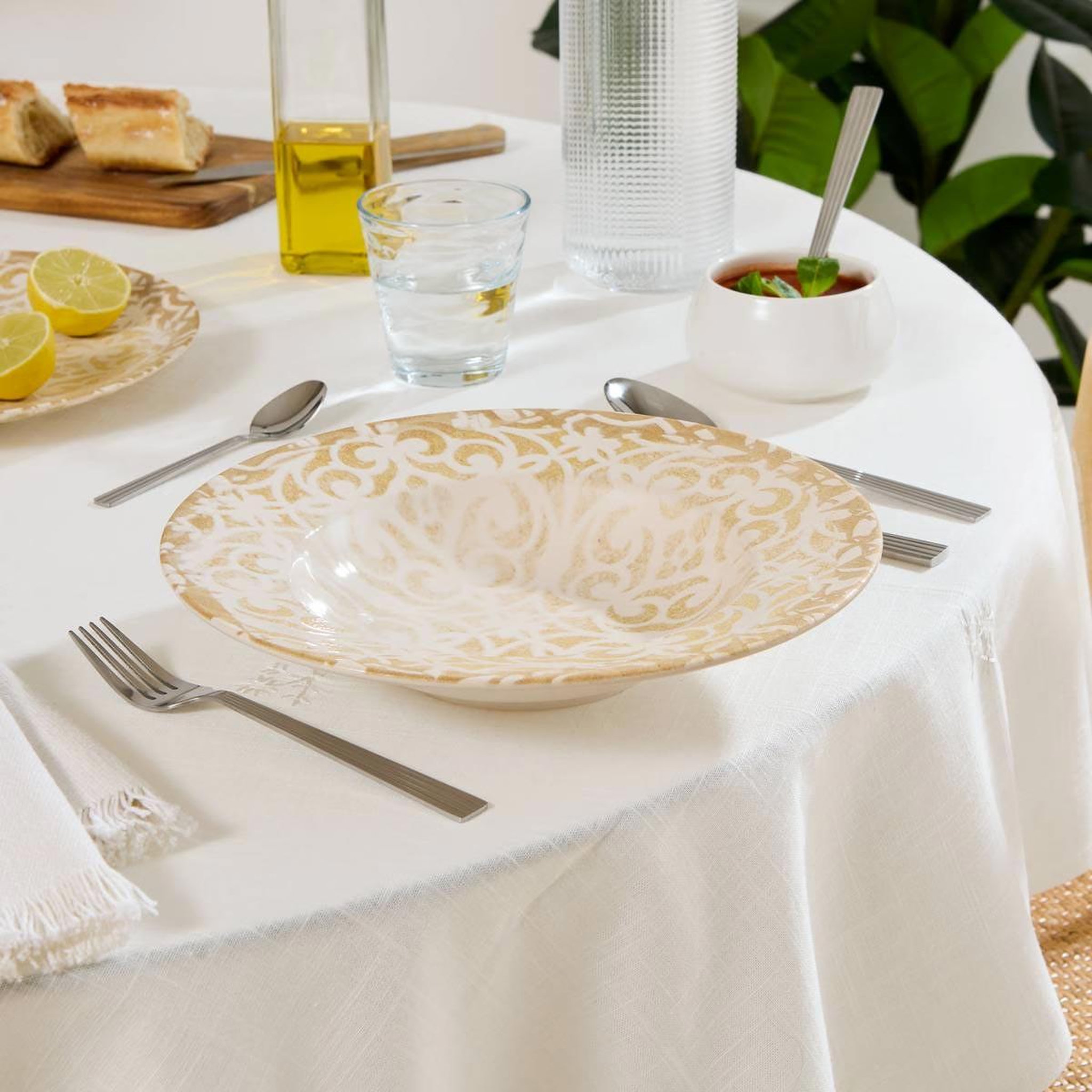 Voir la diapositive 3 : SECRET DE GOURMET Lot de 6 assiettes à pâtes  anna  28cm crème