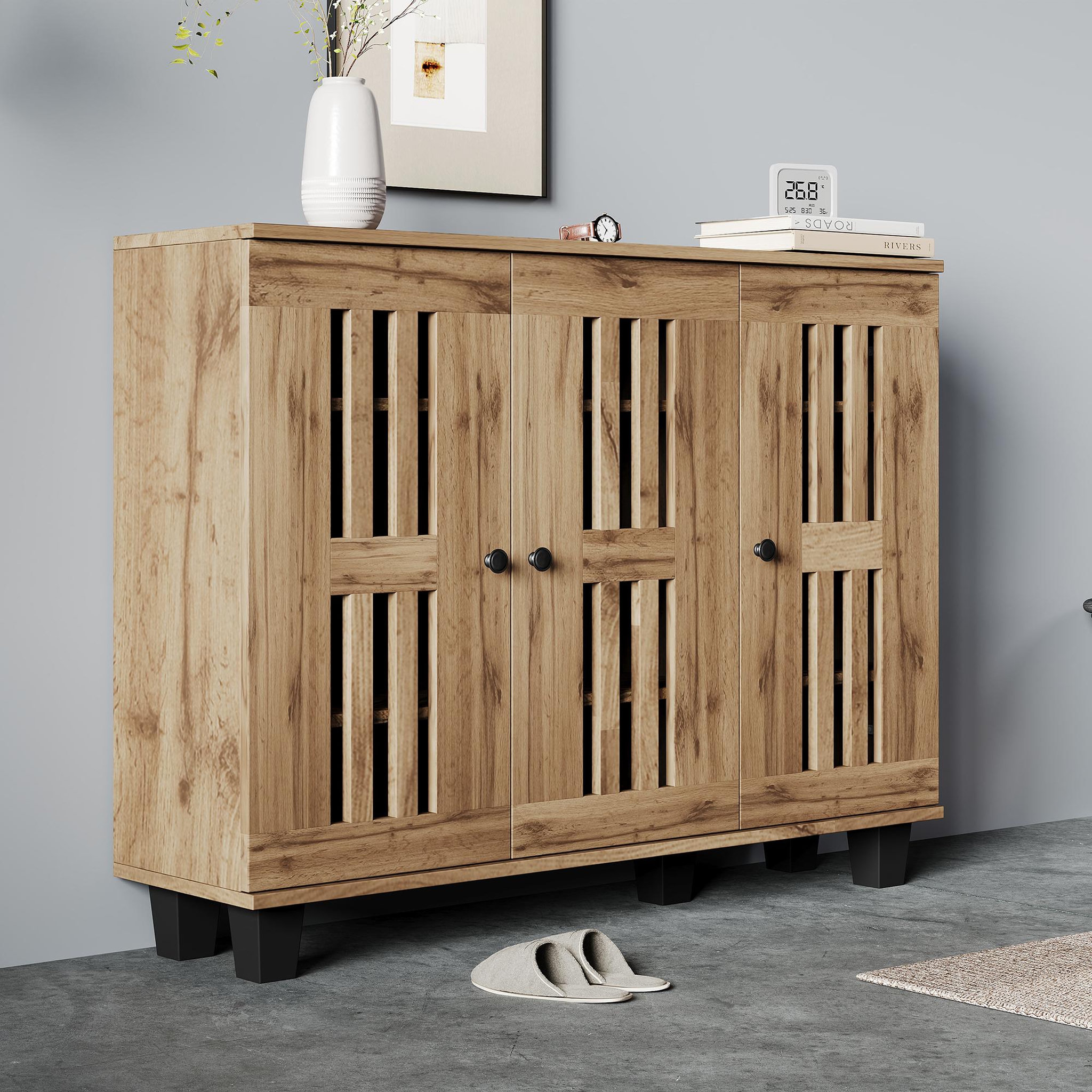 Voir la diapositive 4 : MERAX Buffet 3 porte(s) 0 tiroir(s) - 120 cm naturel panneaux de particules