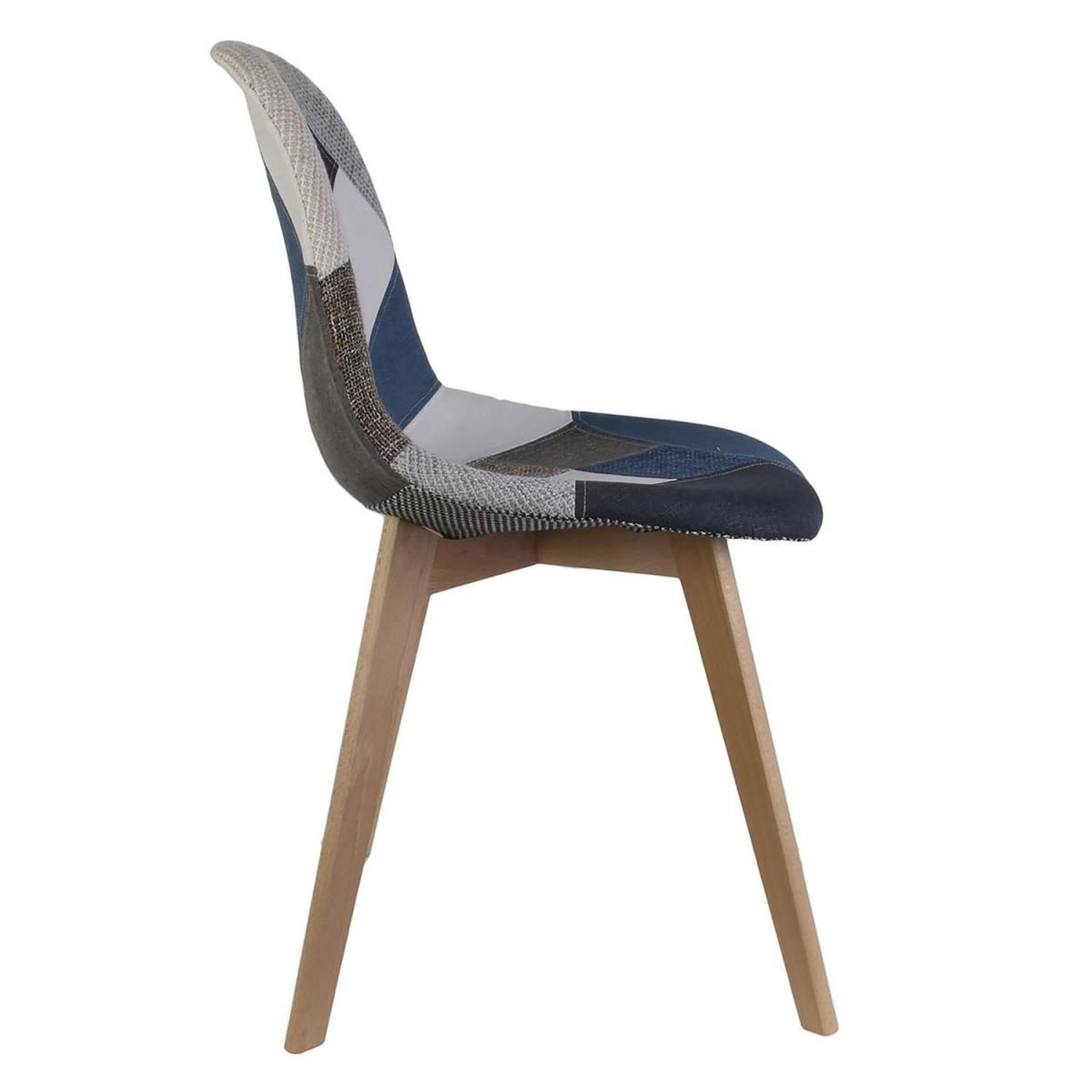 Voir la diapositive 4 : The Home Deco Factory Lot de 4 chaises patchwork  colmar  85cm bleu