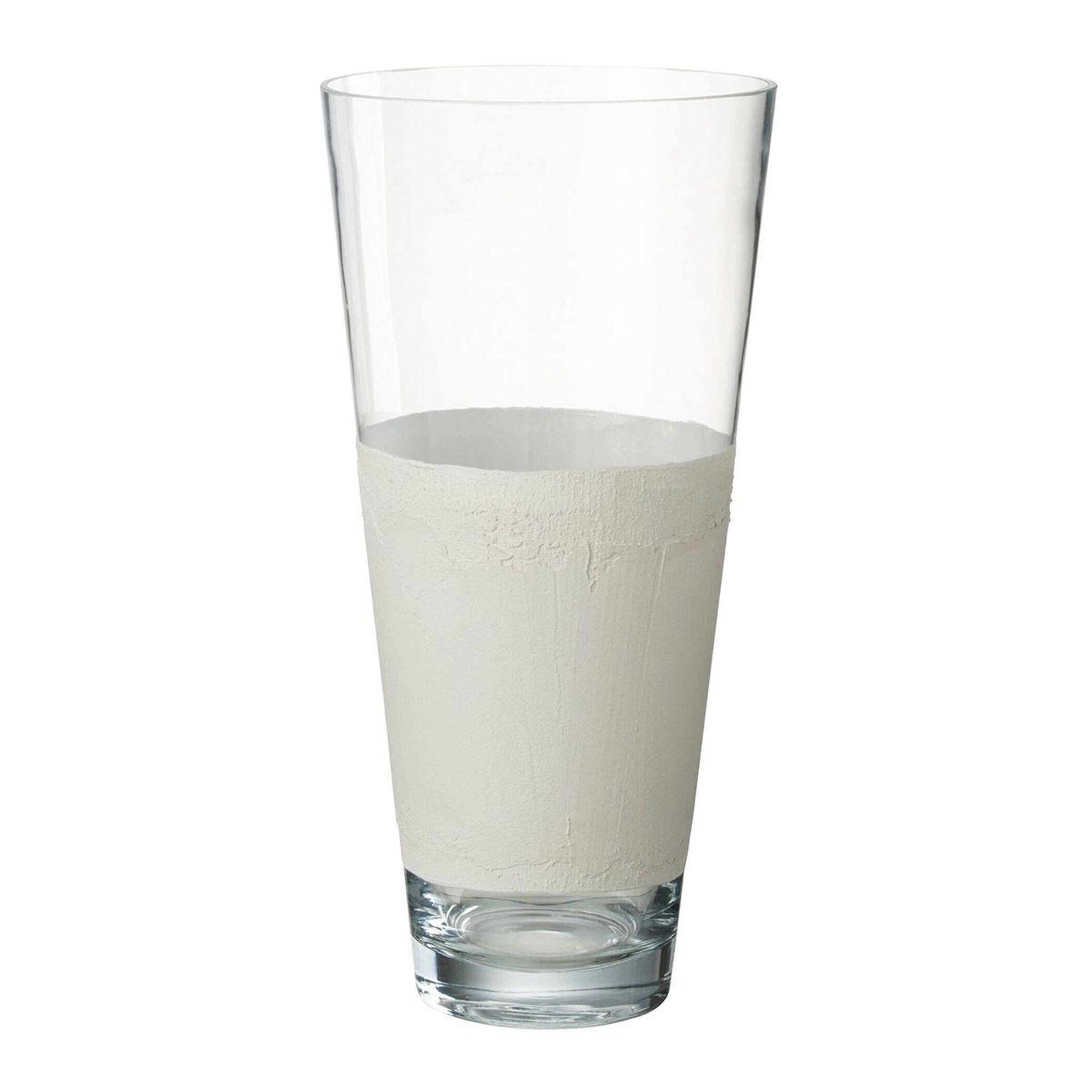 J-LINE Vase déco en verre  delph  45cm transparent & blanc