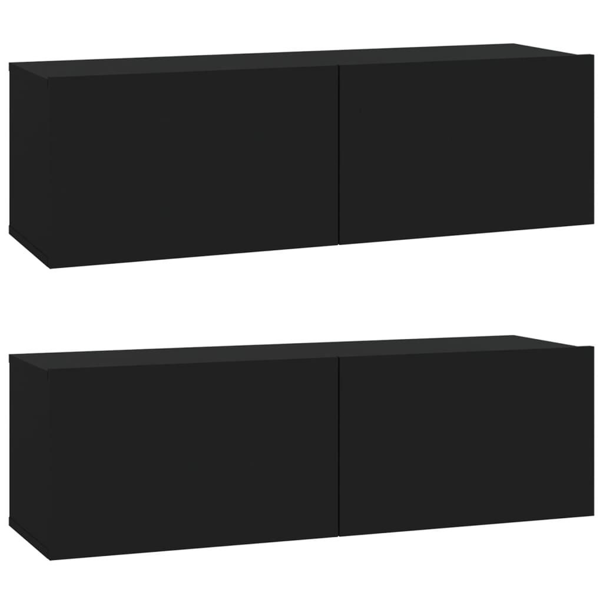 Voir la diapositive 2 : VIDAXL Meubles TV muraux 2 pcs noir 100x30x30 cm bois d'ingenierie