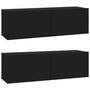 Voir la diapositive 2 : VIDAXL Meubles TV muraux 2 pcs noir 100x30x30 cm bois d'ingenierie