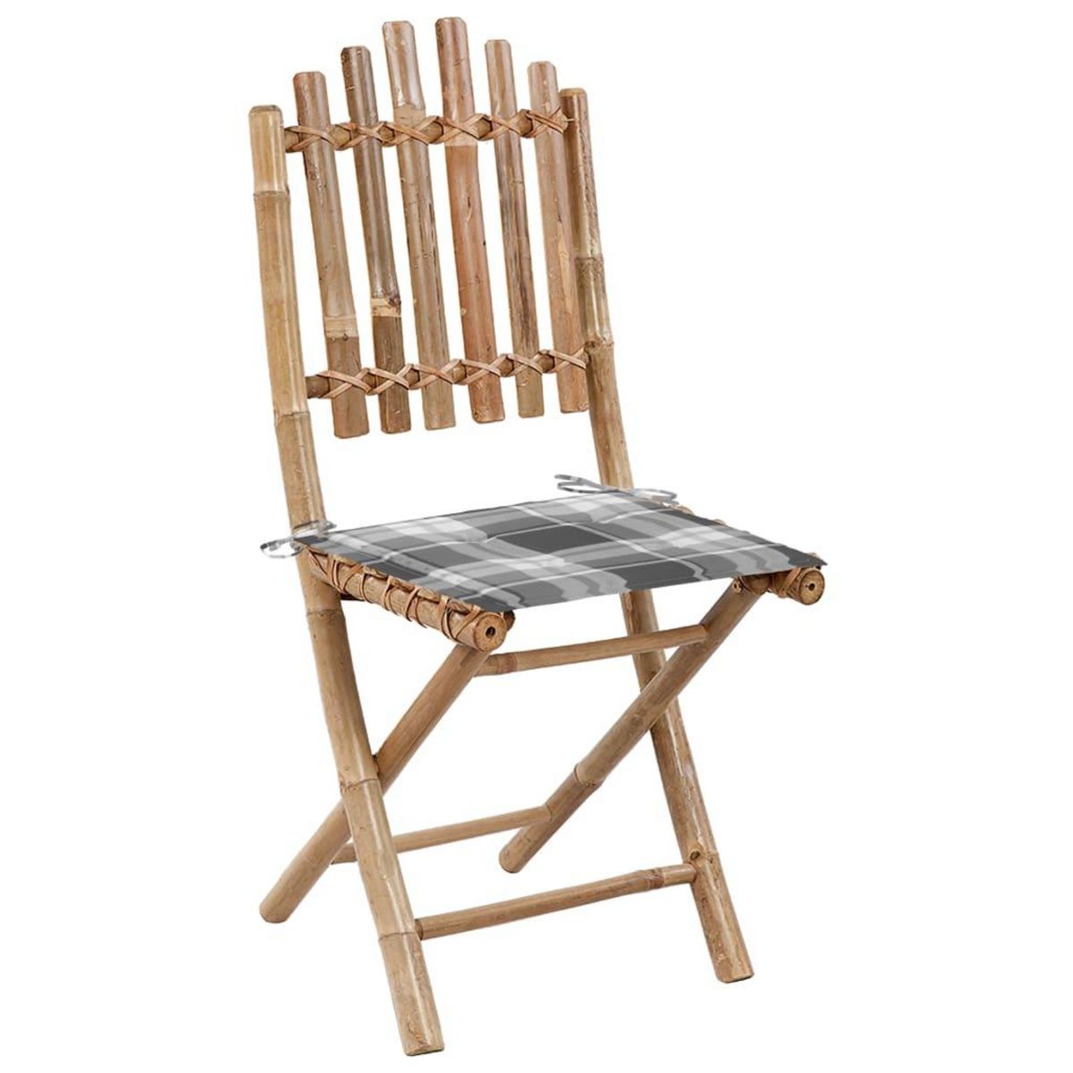 VIDAXL Chaises pliables de jardin lot de 2 avec coussins Bambou