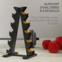 Voir la diapositive 4 : HOMCOM Support d'haltères à 5 niveaux - support de stockage d'haltères - charge max. 100 Kg - acier noir