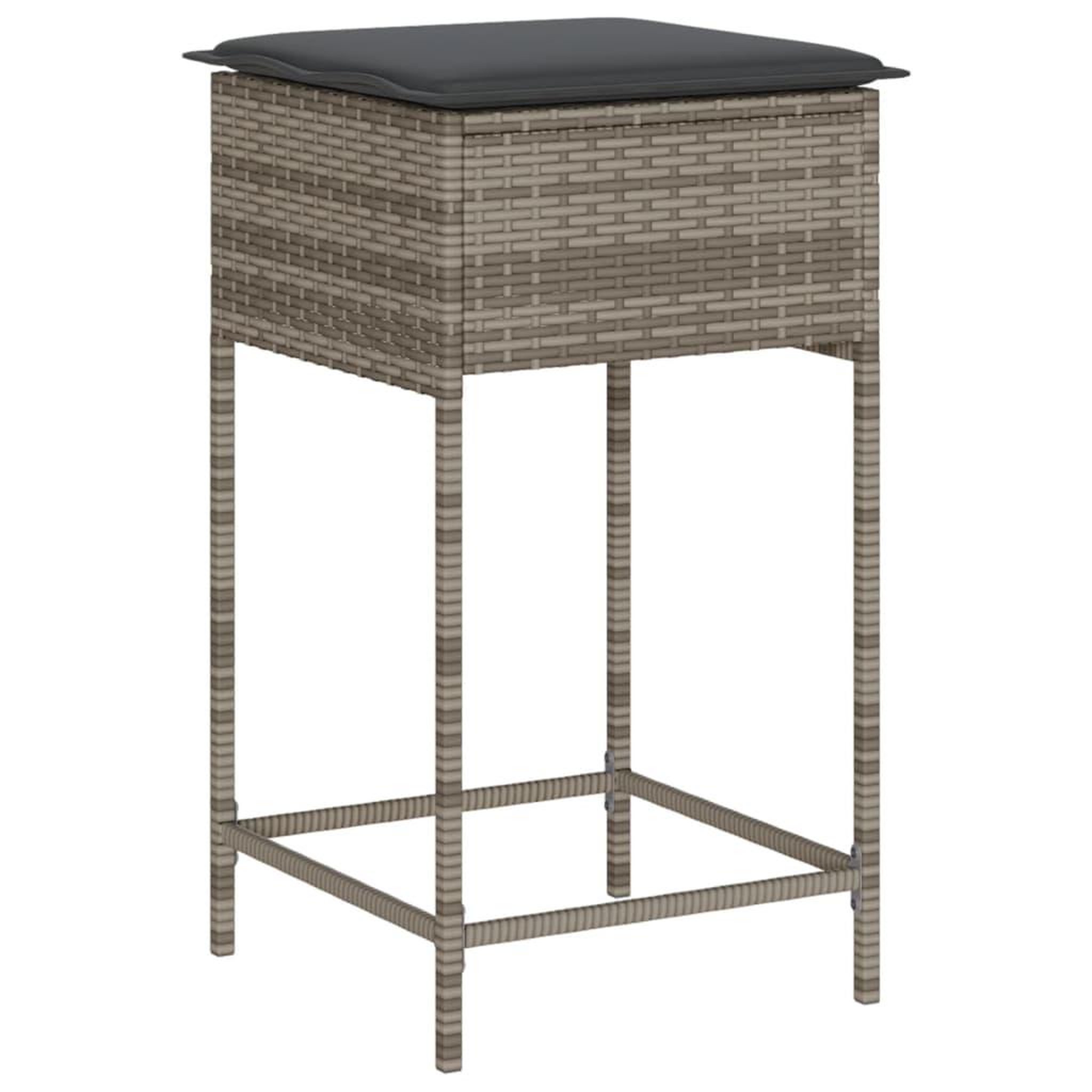 Voir la diapositive 4 : VIDAXL Ensemble de bar de jardin 5 pcs avec coussins gris poly rotin