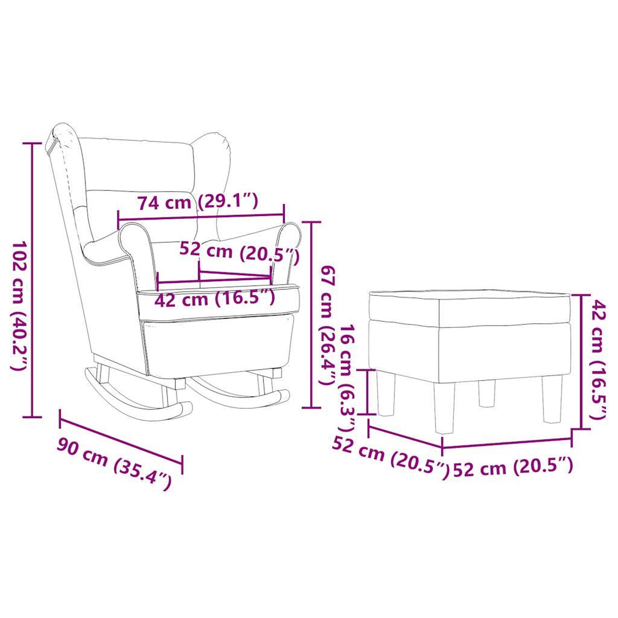 Voir la diapositive 6 : VIDAXL Chaise a bascule avec repose-pied Gris clair Tissu