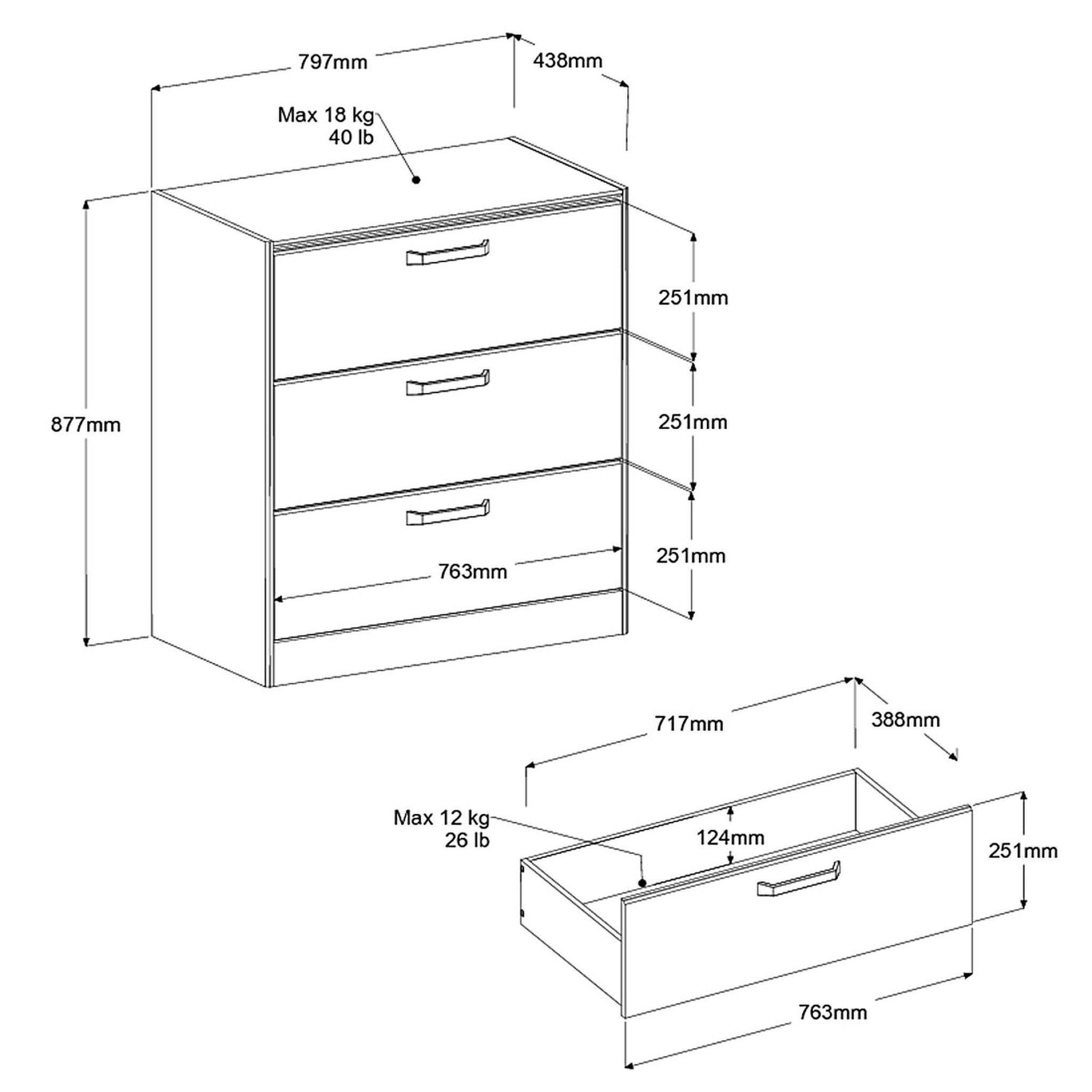 Voir la diapositive 4 : Commode 3 tiroirs SANDRINE