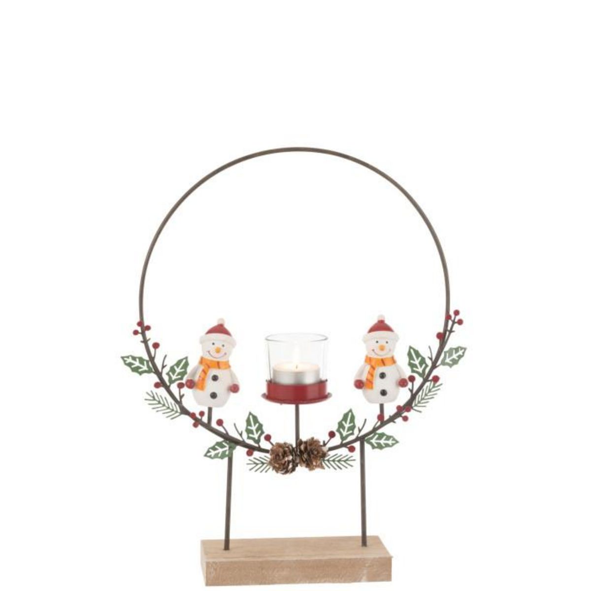 Paris Prix Photophore Cercle  Bonhommes de Neige  28cm Multicolore