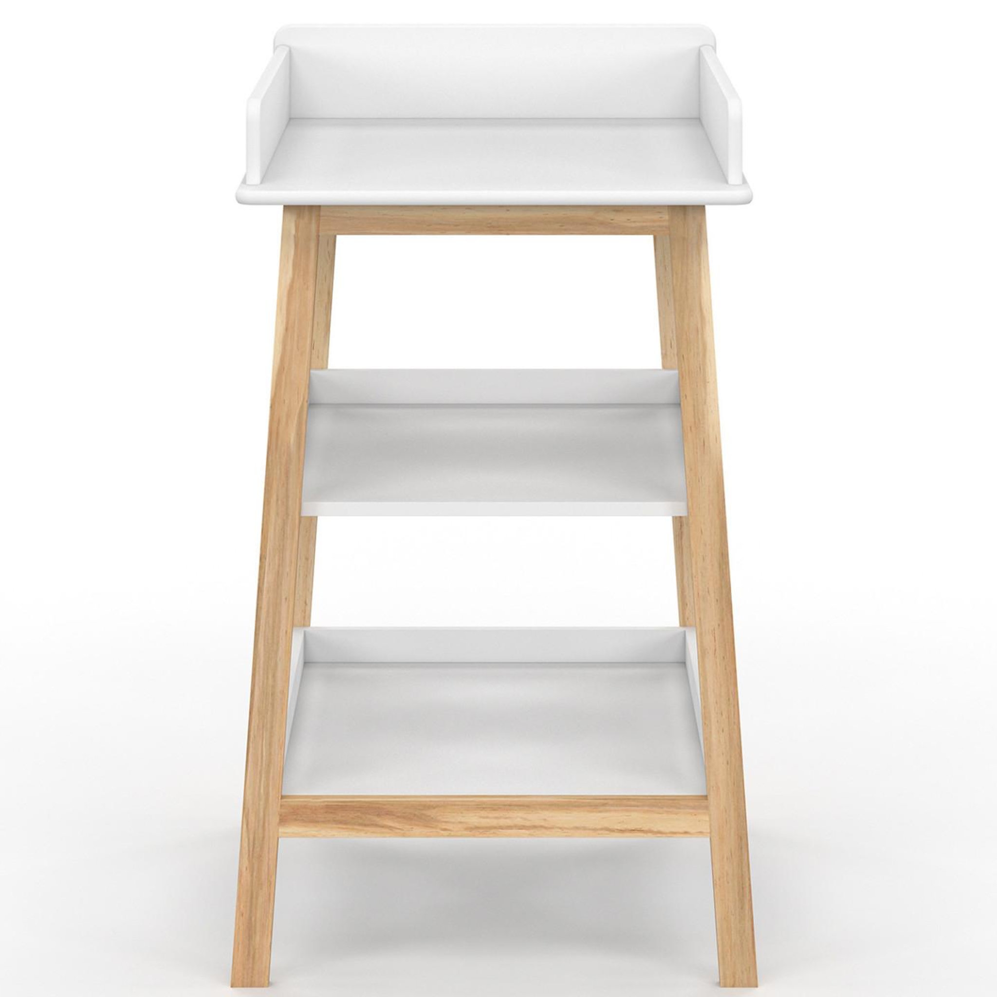 Voir la diapositive 3 : ID MARKET Table à langer mahe avec 2 étagères façon hêtre et blanc