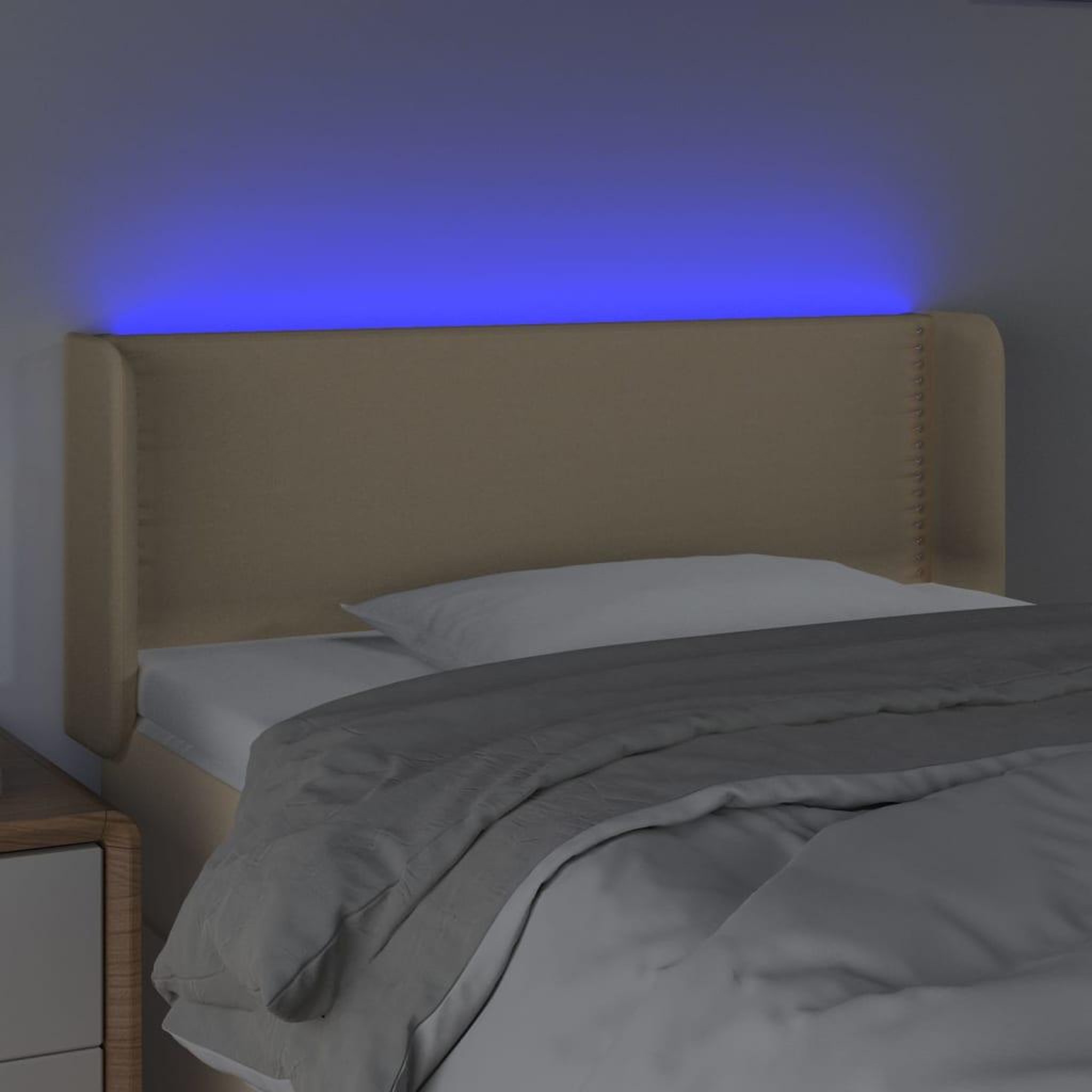 Voir la diapositive 4 : VIDAXL Tete de lit a LED Creme 93x16x78/88 cm Tissu