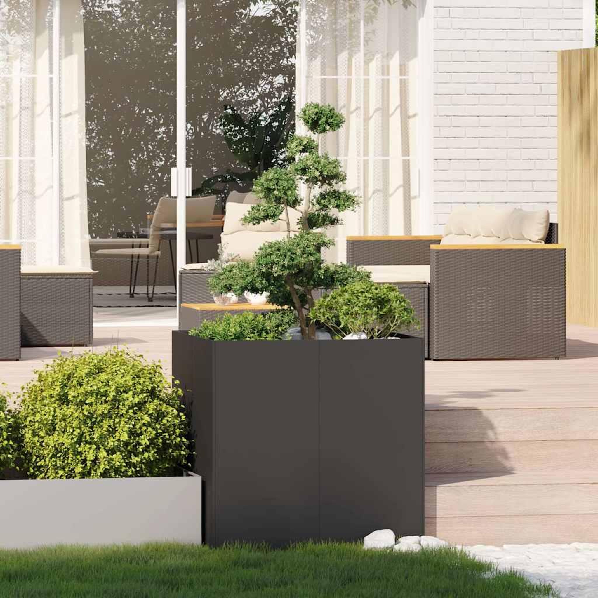 Voir la diapositive 3 : VIDAXL Jardiniere noir 80x80x80 cm acier