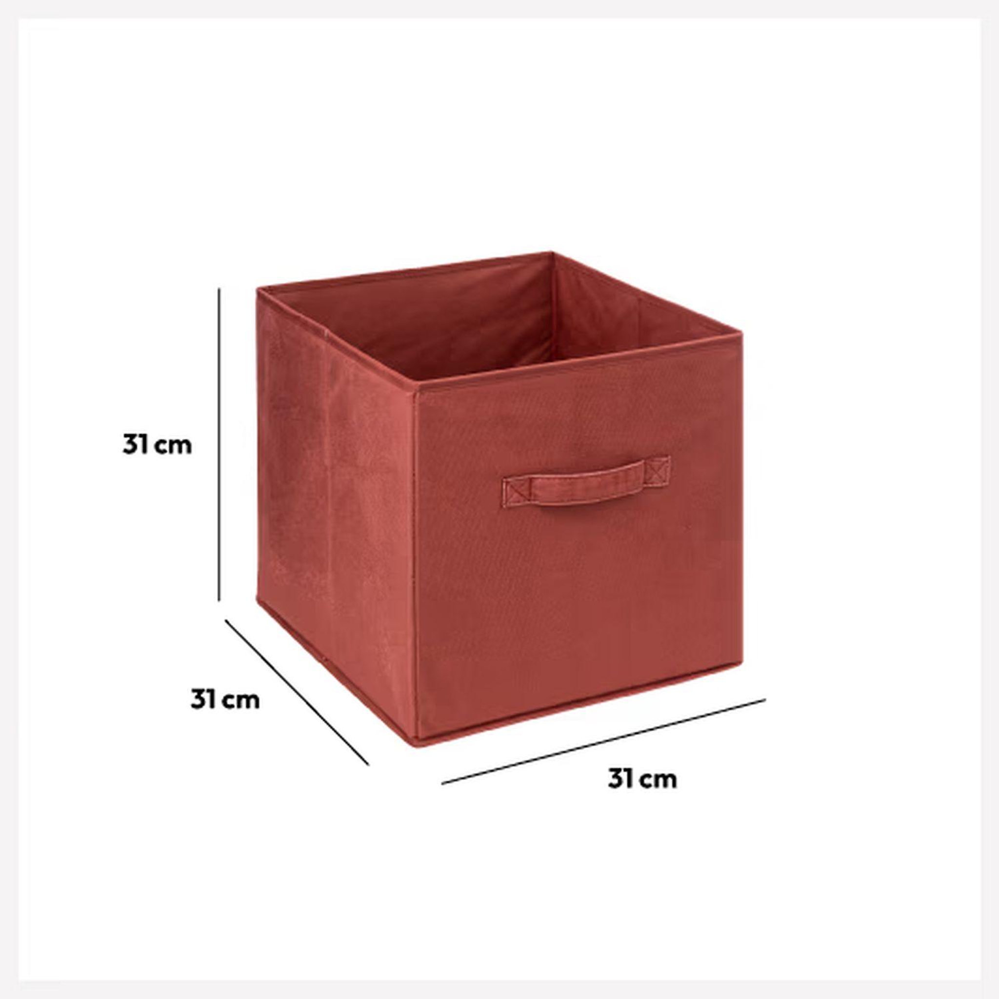 Voir la diapositive 3 : TOILINUX Lot de 6 boîtes de rangement en velours mix 'n modul - l.31 x l.31 x h.31 cm - terre de sienne