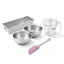 Voir la diapositive 1 : ZENKER Set de 5 ustensiles de pâtisserie moule à gâteaux bols spatule et verre doseur Zenker Silver