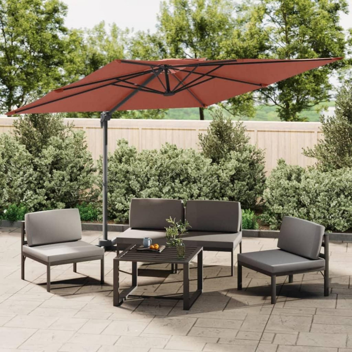 VIDAXL Parasol cantilever a double toit Terre cuite 400x300 cm