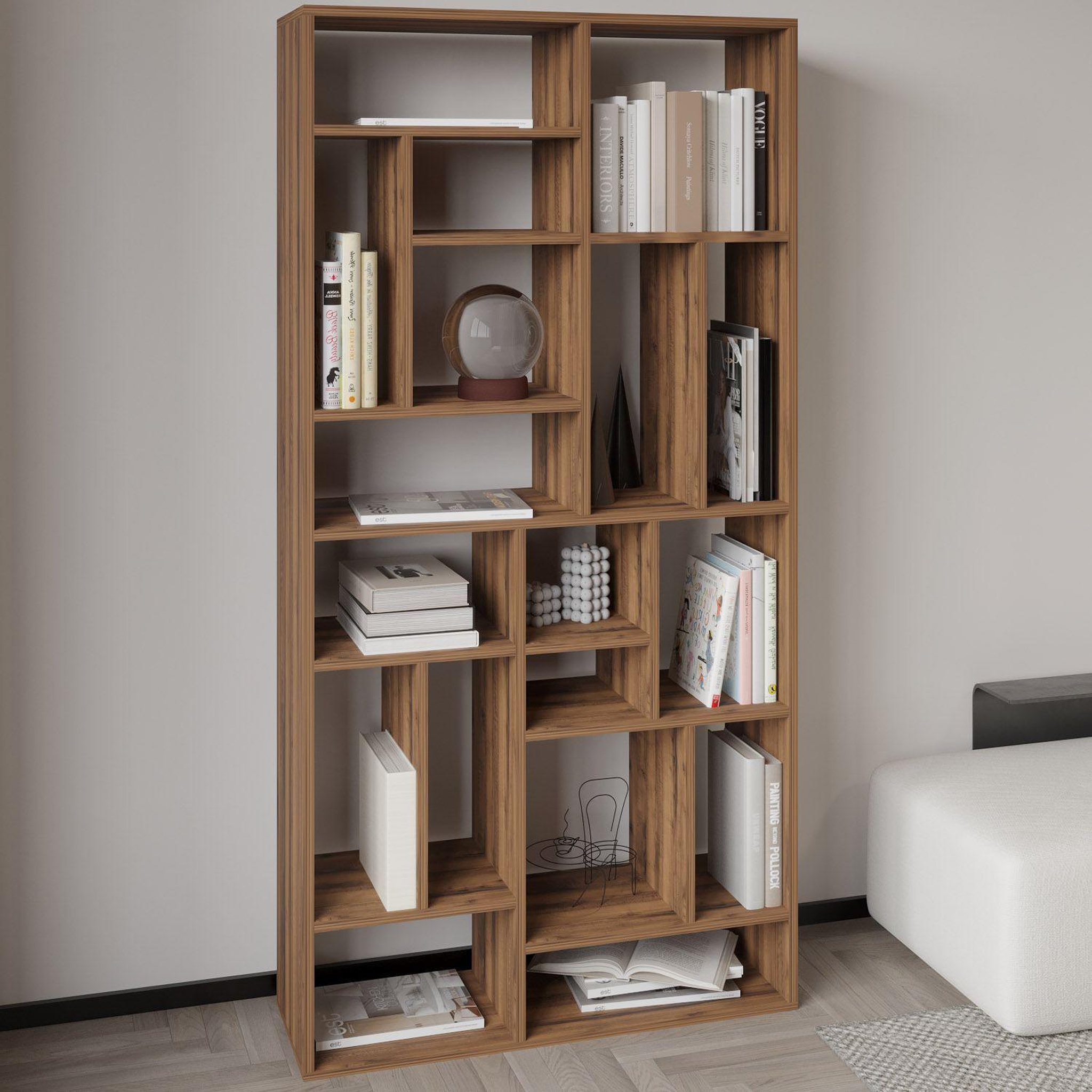 Voir la diapositive 3 : Habitat et Jardin Bibliothèque en bois  Nicola  - 90 x 30 x 180 cm - Marron