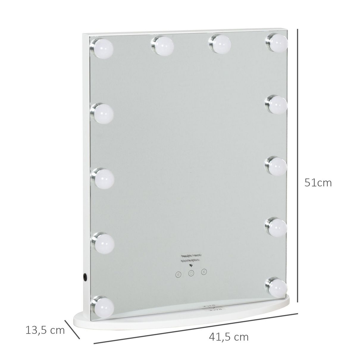HOMCOM Miroir maquillage Hollywood lumineux LED intensité réglable pour coiffeuse dim. 41L x 13P x 51H